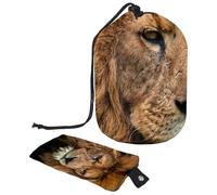 Eslifey Large Barrel Drawstring Makeup Bag, Portrait of King Lion Travel Cosmetic Bag Portable Make Up Organizer Bag