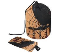 Eslifey Large Barrel Drawstring Makeup Bag, Retro Raven Dream Catcher Travel Cosmetic Bag Portable Make Up Organizer Bag