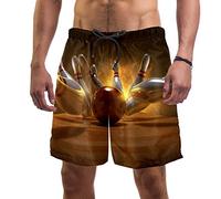 Eslifey Man Beach Shorts Cool Bowling Balls Crash Swim Trunks Elastic Swimsuit Board Shorts for Men,M