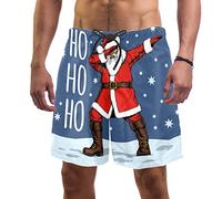 Eslifey Man Beach Shorts Dabbing Santa Claus Hohoho Letters Swim Trunks Elastic Swimsuit Board Shorts for Men Multi