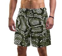 Eslifey Man Beach Shorts Green Snake Skin Pattern Swim Trunks Elastic Swimsuit Board Shorts for Men