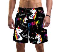 Eslifey Man Beach Shorts Magical Unicorns Dreams Pattern Swim Trunks Elastic Swimsuit Board Shorts for Men