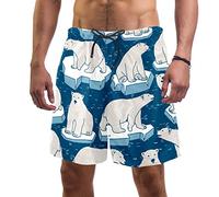 Eslifey Man Beach Shorts Polar Bear On Ice Floe Swim Trunks Elastic Swimsuit Board Shorts for Men
