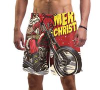 Eslifey Man Beach Shorts Senior Biker Wear Santa Claus Costume Riding Chopper Motor Swim Trunks Elastic Swimsuit Board Shorts for Men