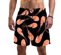 Eslifey Man Beach Shorts Shrimp Pattern Sea Food Swim Trunks Elastic Swimsuit Board Shorts for Men,XXL