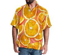 Eslifey Men's Button Up Shirt with Short Sleeves, Fruit Orange Slices Pattern
