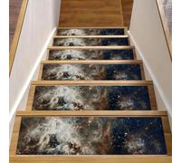 Eslifey Milky Way Galaxy Space Abstract Stair Treads for Wooden Steps, 15 Pack 30"x8" Non-Slip Indoor Stair Runners Stair Rugs for Dogs, Kids, Elder with Reusable Adhesive