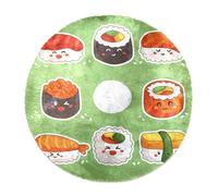 Eslifey Modern Large Shaggy Area Rugs Fluffy Rugs Living Room Decor Bedroom Decor, Cute Sushi Green Deep Pile Floor Carpet 120cm Circle (4ft)