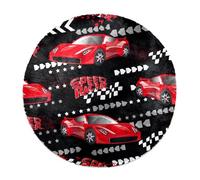 Eslifey Modern Large Shaggy Area Rugs Fluffy Rugs Living Room Decor Bedroom Decor, Racing Car Deep Pile Floor Carpet 120cm Circle (4ft)