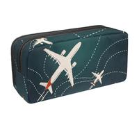 Eslifey Pencil Case, Airplane Sky Plane with Dashed Path Lines Large Capacity Pencil Pouch Stationery Pen Bag