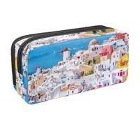 Eslifey Pencil Case, Beautiful Gr rchitecture Santorini Volcano Cyclades Caldera Island Large Capacity Pencil Pouch Stationery Pen Bag