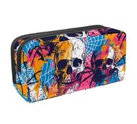 Eslifey Pencil Case, Skulls Spider Spiderweb Pattern Large Capacity Pencil Pouch Stationery Pen Bag