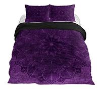 Eslifey Purple Mandala Flowers Duvet Cover 3 Pieces King Size Comforter 102 by 87 inches Bed Set with Two Pillowcases