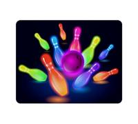 Eslifey Rectangle Mouse Pad, Bowling Neon Glowing Pins Art Illustration Extended Desk Mousepad with Non-Slip Rubber Base, Desk Pad Protector for Gamer, Office & Home, 11" x 9"