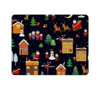 Eslifey Rectangle Mouse Pad, Christmas Santa Reindeer Tree House Pattern Extended Desk Mousepad with Non-Slip Rubber Base, Desk Pad Protector for Gamer, Office & Home, 11" x 9"