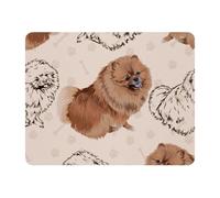 Eslifey Rectangle Mouse Pad, Cute Dog Pomeranian Spitz Tracks and Bones Pattern Extended Desk Mousepad with Non-Slip Rubber Base, Desk Pad Protector for Gamer, Office & Home, 11" x 9"