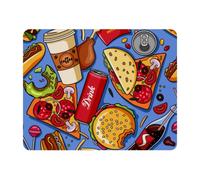 Eslifey Rectangle Mouse Pad, Hamburger Hot Dog Fries Coke Coffee Pizza Pattern Extended Desk Mousepad with Non-Slip Rubber Base, Desk Pad Protector for Gamer, Office & Home, 11" x 9"