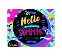 Eslifey Rectangle Mouse Pad, Hello Summer Beach Geometric Palm Trees Pattern Extended Desk Mousepad with Non-Slip Rubber Base, Desk Pad Protector for Gamer, Office & Home, 11" x 9"