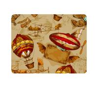 Eslifey Rectangle Mouse Pad, Hot Air Balloon Plane Retro Development Extended Desk Mousepad with Non-Slip Rubber Base, Desk Pad Protector for Gamer, Office & Home, 11" x 9"