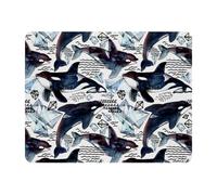 Eslifey Rectangle Mouse Pad, Killer Whale Watercolor Pattern Extended Desk Mousepad with Non-Slip Rubber Base, Desk Pad Protector for Gamer, Office & Home, 11" x 9"