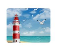 Eslifey Rectangle Mouse Pad, Lighthouse Beach Sea Seagulls Extended Desk Mousepad with Non-Slip Rubber Base, Desk Pad Protector for Gamer, Office & Home, 11" x 9"