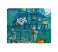 Eslifey Rectangle Mouse Pad, Mysterious Halloween Haunted House Scary Pumpkins Extended Desk Mousepad with Non-Slip Rubber Base, Desk Pad Protector for Gamer, Office & Home, 11" x 9"