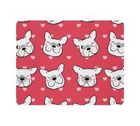 Eslifey Rectangle Mouse Pad, Pug Head Cute Pattern Pink Background Extended Desk Mousepad with Non-Slip Rubber Base, Desk Pad Protector for Gamer, Office & Home, 11" x 9"