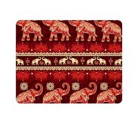 Eslifey Rectangle Mouse Pad, Seamless Elephants Red Religion Belief Extended Desk Mousepad with Non-Slip Rubber Base, Desk Pad Protector for Gamer, Office & Home, 11" x 9"