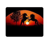 Eslifey Rectangle Mouse Pad, Sunset Horses Combat Shadow Ruins Extended Desk Mousepad with Non-Slip Rubber Base, Desk Pad Protector for Gamer, Office & Home, 11" x 9"