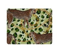 Eslifey Rectangle Mouse Pad, Three Leopard Gold Chain Green Tiger Skin Extended Desk Mousepad with Non-Slip Rubber Base, Desk Pad Protector for Gamer, Office & Home, 11" x 9"