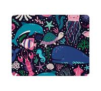 Eslifey Rectangle Mouse Pad, Underwater Dolphin Whale Jelly Seaweed and Corals Pattern Extended Desk Mousepad with Non-Slip Rubber Base, Desk Pad Protector for Gamer, Office & Home, 11" x 9"