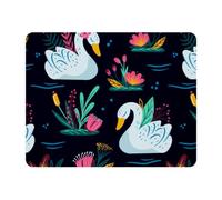 Eslifey Rectangle Mouse Pad, White Swan Colourful Flowers Extended Desk Mousepad with Non-Slip Rubber Base, Desk Pad Protector for Gamer, Office & Home, 11" x 9"
