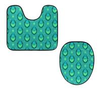 Eslifey Toilet Lid Cover and U-Shaped Toilet Floor Mat Set of 2 Pieces, Abstract Peacock Pattern Toilet Mat Set, Machine Washable Seat Covers Non-Slip Absorbent Rugs