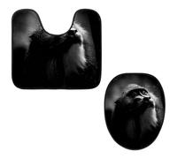 Eslifey Toilet Lid Cover and U-Shaped Toilet Floor Mat Set of 2 Pieces, Apes and Monkeys Toilet Mat Set, Machine Washable Seat Covers Non-Slip Absorbent Rugs