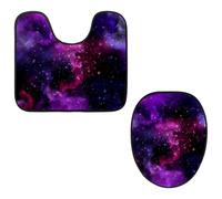 Eslifey Toilet Lid Cover and U-Shaped Toilet Floor Mat Set of 2 Pieces, Cool Starry Sky Toilet Mat Set, Machine Washable Seat Covers Non-Slip Absorbent Rugs