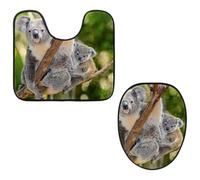 Eslifey Toilet Lid Cover and U-Shaped Toilet Floor Mat Set of 2 Pieces, Cute Koala Bears Toilet Mat Set, Machine Washable Seat Covers Non-Slip Absorbent Rugs