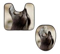 Eslifey Toilet Lid Cover and U-Shaped Toilet Floor Mat Set of 2 Pieces, Cute Praying Otter Toilet Mat Set, Machine Washable Seat Covers Non-Slip Absorbent Rugs