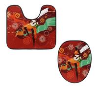 Eslifey Toilet Lid Cover and U-Shaped Toilet Floor Mat Set of 2 Pieces, Exotic Woman Playing Djembe Or African Music Toilet Mat Set, Machine Washable Seat Covers Non-Slip Absorbent Rugs