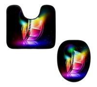 Eslifey Toilet Lid Cover and U-Shaped Toilet Floor Mat Set of 2 Pieces, Fantastic Photographic Film Toilet Mat Set, Machine Washable Seat Covers Non-Slip Absorbent Rugs