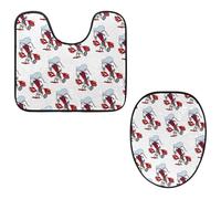 Eslifey Toilet Lid Cover and U-Shaped Toilet Floor Mat Set of 2 Pieces, Funny Cartoon Lobster Cook Toilet Mat Set, Machine Washable Seat Covers Non-Slip Absorbent Rugs