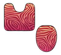 Eslifey Toilet Lid Cover and U-Shaped Toilet Floor Mat Set of 2 Pieces, Magenta Zebra Print Toilet Mat Set, Machine Washable Seat Covers Non-Slip Absorbent Rugs
