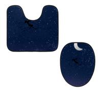 Eslifey Toilet Lid Cover and U-Shaped Toilet Floor Mat Set of 2 Pieces, Swing with Music Over The City Toilet Mat Set, Machine Washable Seat Covers Non-Slip Absorbent Rugs