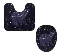 Eslifey Toilet Lid Cover and U-Shaped Toilet Floor Mat Set of 2 Pieces, Ursa Minor Little Bear Constellation Toilet Mat Set, Machine Washable Seat Covers Non-Slip Absorbent Rugs