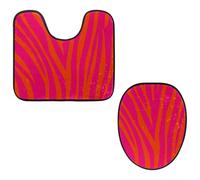 Eslifey Toilet Lid Cover and U-Shaped Toilet Floor Mat Set of 2 Pieces, Zebra Print Toilet Mat Set, Machine Washable Seat Covers Non-Slip Absorbent Rugs