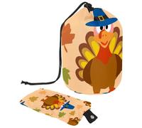 Eslifey Travel Cosmetic Bags Barrel Makeup Bag, Multifunctional Toiletry Bucket Bags Round Organizer Storage Pocket, Thanksgiving Day Turkey