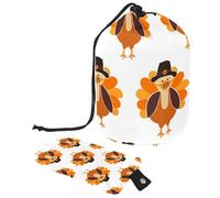 Eslifey Travel Cosmetic Bags Barrel Makeup Bag, Multifunctional Toiletry Bucket Bags Round Organizer Storage Pocket, TurkeyThanksgiving Pattern