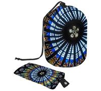 Eslifey Travel Cosmetic Bags Barrel Makeup Bag, Multifunctional Toiletry Bucket Bags Round Organizer Storage Pocket, Rose Window Strasbourg Cathedral