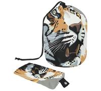 Eslifey Travel Cosmetic Bags Barrel Makeup Bag, Multifunctional Toiletry Bucket Bags Round Organizer Storage Pocket, Tiger Animal Stare Teeth Wild
