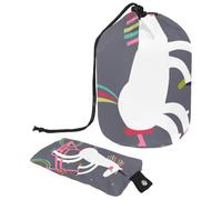 Eslifey Travel Cosmetic Bags Barrel Makeup Bag, Multifunctional Toiletry Bucket Bags Round Organizer Storage Pocket, Cute Unicorn on a Bicycle with a Rainbow Mane