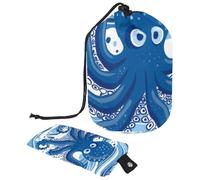 Eslifey Travel Cosmetic Bags Barrel Makeup Bag, Multifunctional Toiletry Bucket Bags Round Organizer Storage Pocket, Cute Octopus and Blue Wave Pattern